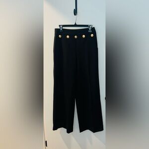 NWT Lafayette 148 New York Italian Stretch wool wide leg black pants, side zip!